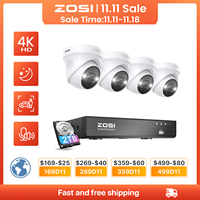 ZOSI 4K 8MP 5MP POE Video Surveillance Kit 8CH H.265 Home CCTV NVR Set Color Night Vision AI Detection IP Security Camera System