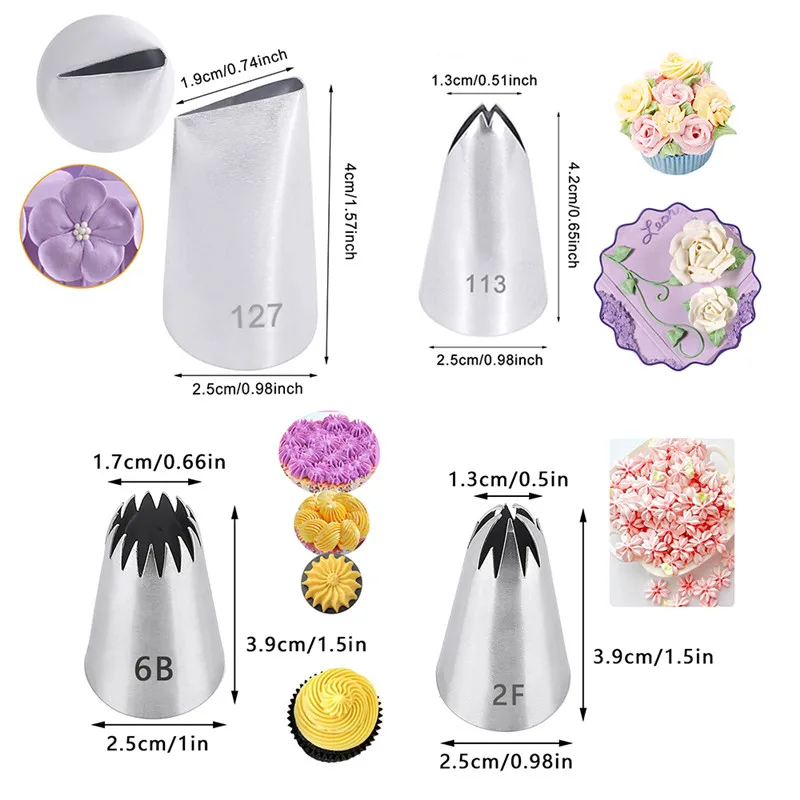 13 Styles Large Icing Piping Nozzles For Decorating Cake Baking Cookie Cupcake Piping Nozzle Stainless Steel Pastry Tips