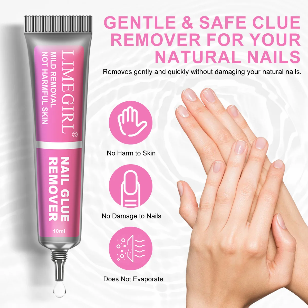 LIMEGIRL Nagelkleberentferner zum Aufdrücken der Nägel, 10 ml, zum Aufdrücken der Nagelentferner, einfache Entfernung, Debonder zum Aufkleben auf Nagelspitzen, nicht Aceton