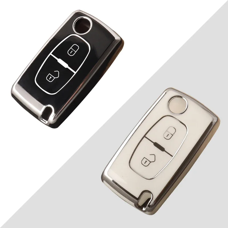 New 2 Button TPU Car Key Case Cover Shell Fob For Peugeot 107 207 307 308 407 607 3008 5008 For Citroen Xsara Picasso C5 C6 C8