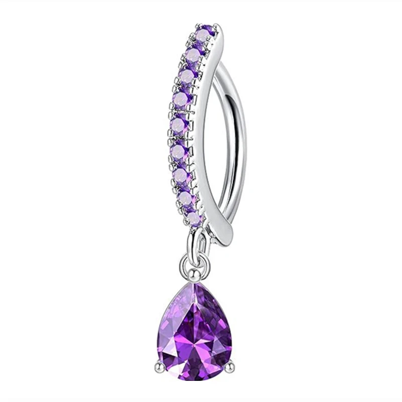 Stainless Steel Crystal Clicker Belly Button Ring