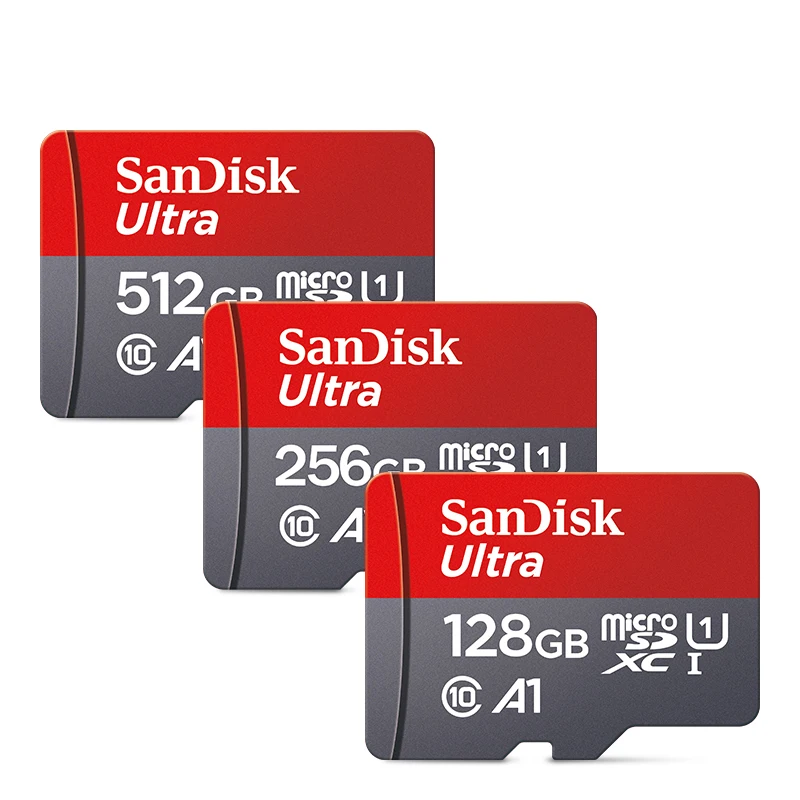 Sandisk карта памяти Micro SD, 32 ГБ, 64 ГБ, 256 ГБ, 1 ТБ, C10, 512 ГБ