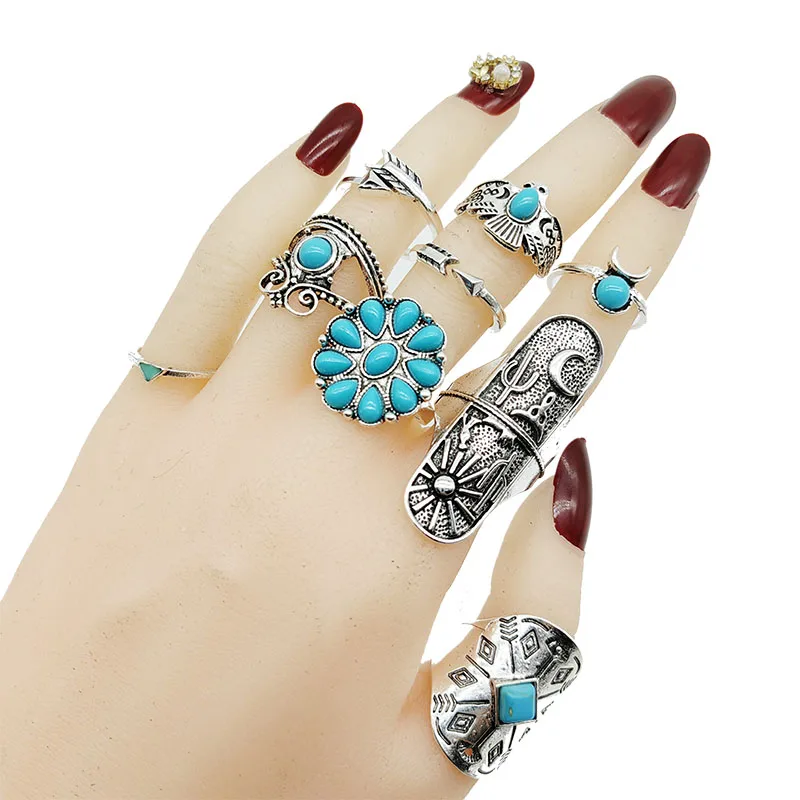 20pcs/Lot Factory In Stock HOT Bohemia Vintage Finger Rings For Women Mix Style And Size Fashion Gothic Crown Party Jewelry Girl