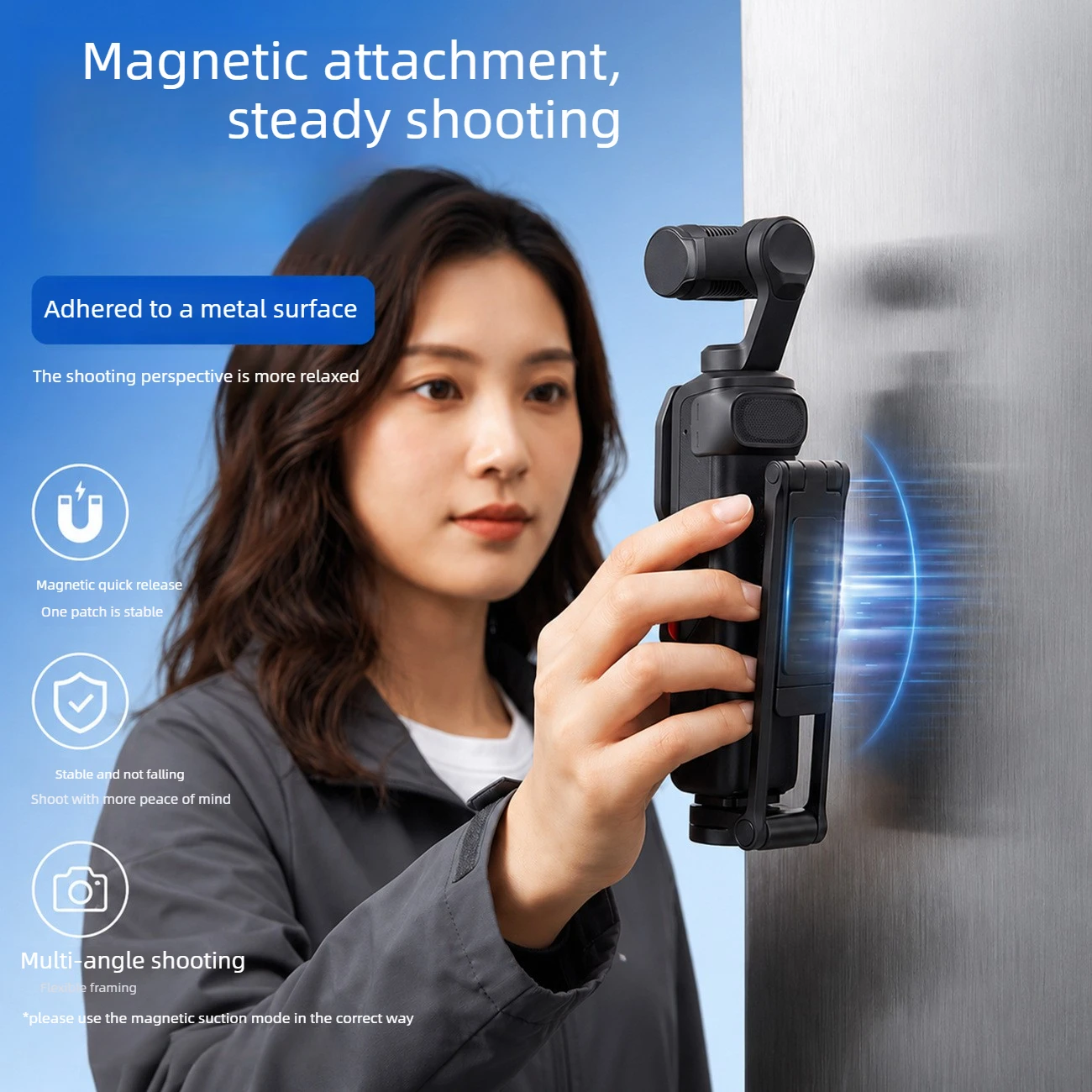 Aluminum alloy double-sided magnetic expansion bracket suitable for Shadow Stone Insta X56 tripod sports camera accessories