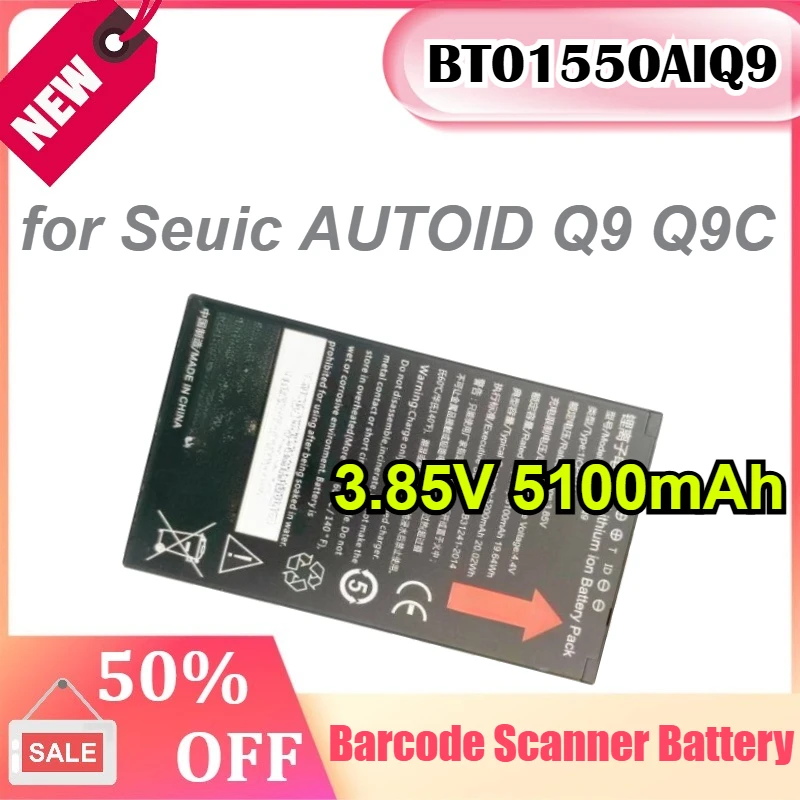 

BT01550AIQ9 3.85V 5100mAh for Seuic AUTOID Q9 Q9C Handheld Terminal Barcode Scanner Replacement Battery