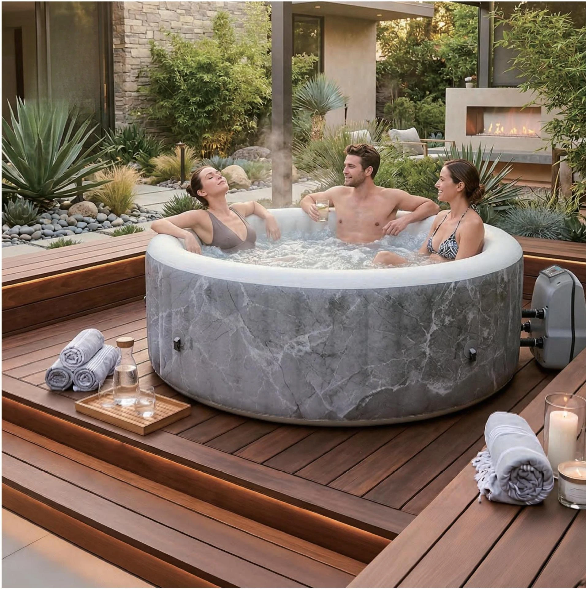 Inflatable Massage Spa Pool, Heated Bubble Bath Tub, Home Wellness Hydrotherapy, Constant Temperature Jacuzzi, Air Jet Bathtub