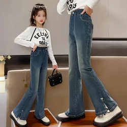 Fashion Flared Jeans for Girls Spring Autumn Children's Clothing Casual Skinny Denim Trousers Korean Style Teen Denim Pants