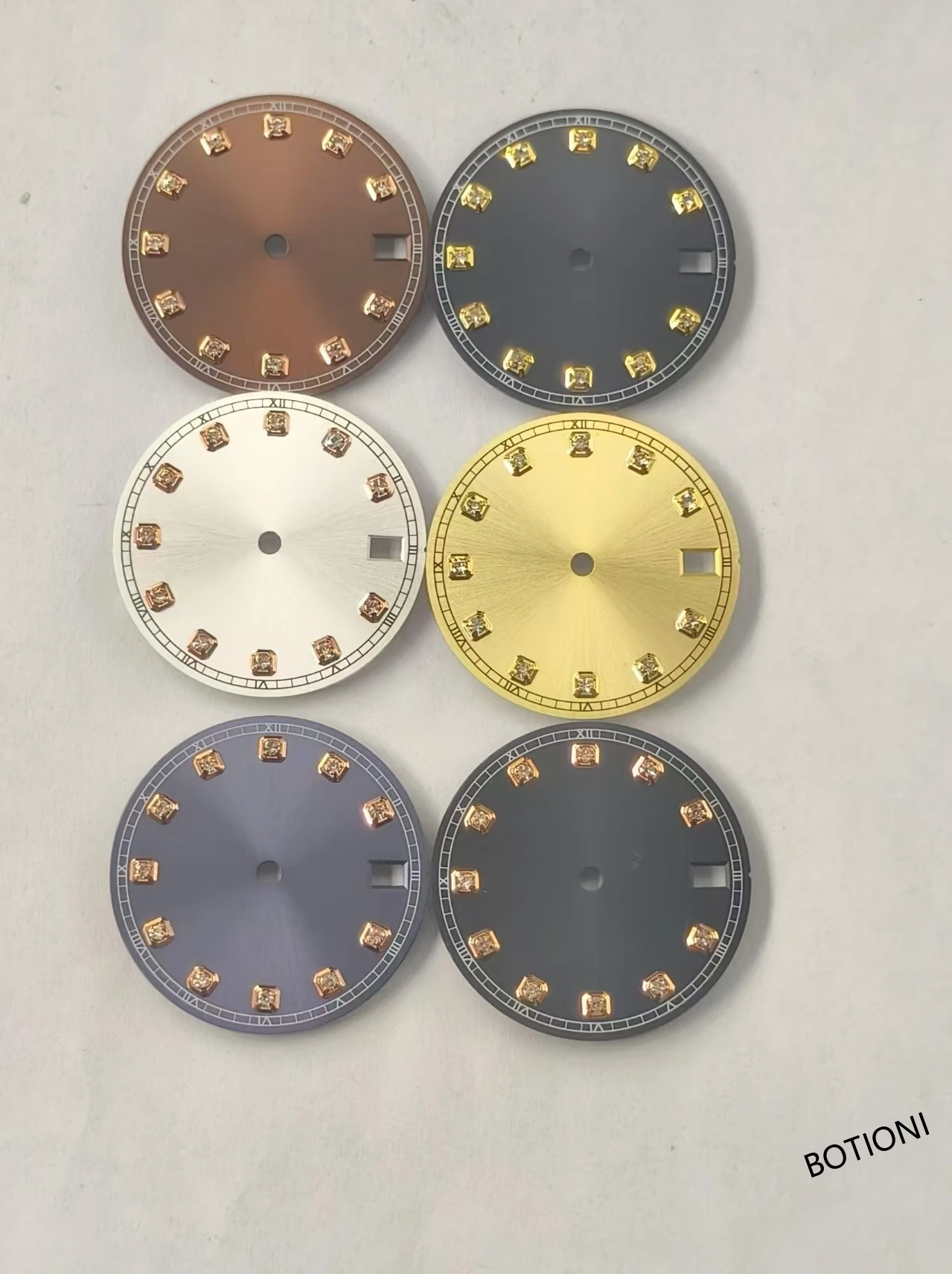 BOTIONI 28.5 ملم قرص ساعة معقم أسود أزرق فضي وردي رمادي، تناسب حركة NH34 NH35 تناسب تاج الساعة 3/3.8/4.2، وجه الساعة