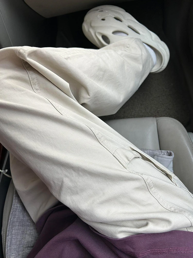 Pantaloni da lavoro decostruiti in puro cotone Paracadutista estivo da uomo Pantaloni casual larghi a gamba dritta con campana Bot Primavera Autunno