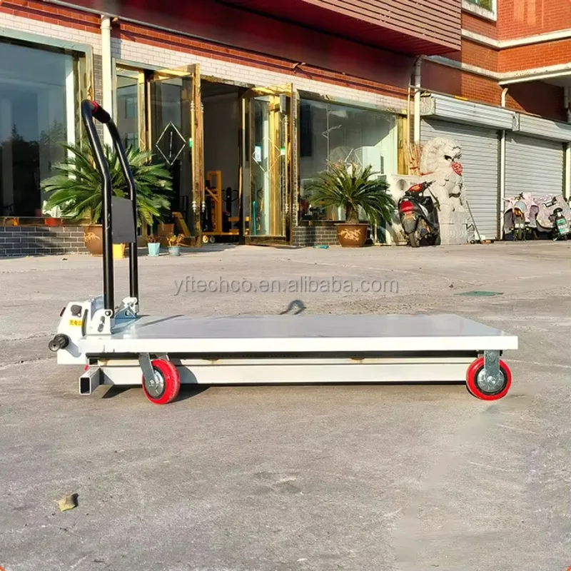 【Best-selling】Electric Push Lift Platform Cart CE Transporting Heavy Loads Self Loading Hand Trolley Scissor Lift Table Flat Lif
