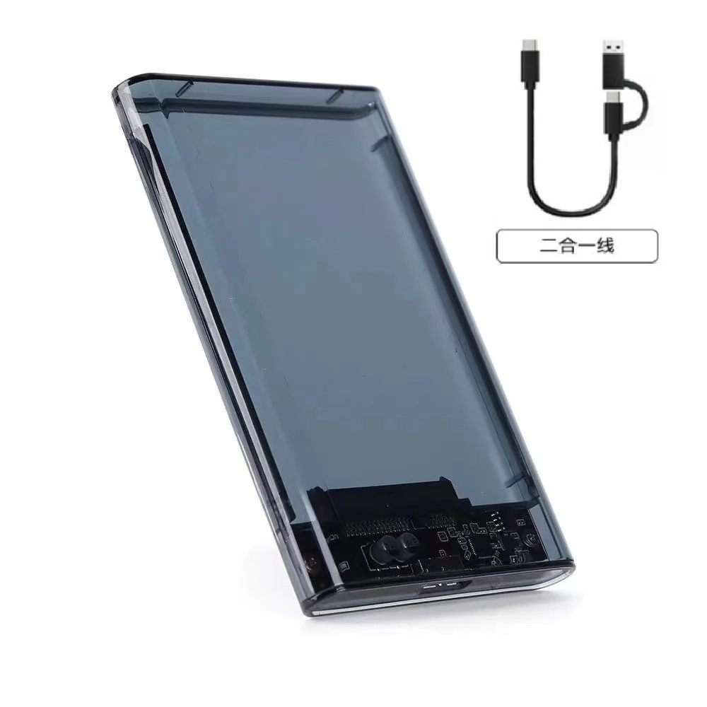 حافظة محرك الأقراص الصلبة الشفافة صندوق العلبة حاوية الأقراص الصلبة 2.5 SSD SATA إلى USB 3.0 Type-C 3.1 محول صندوق القرص الصلب الخارجي