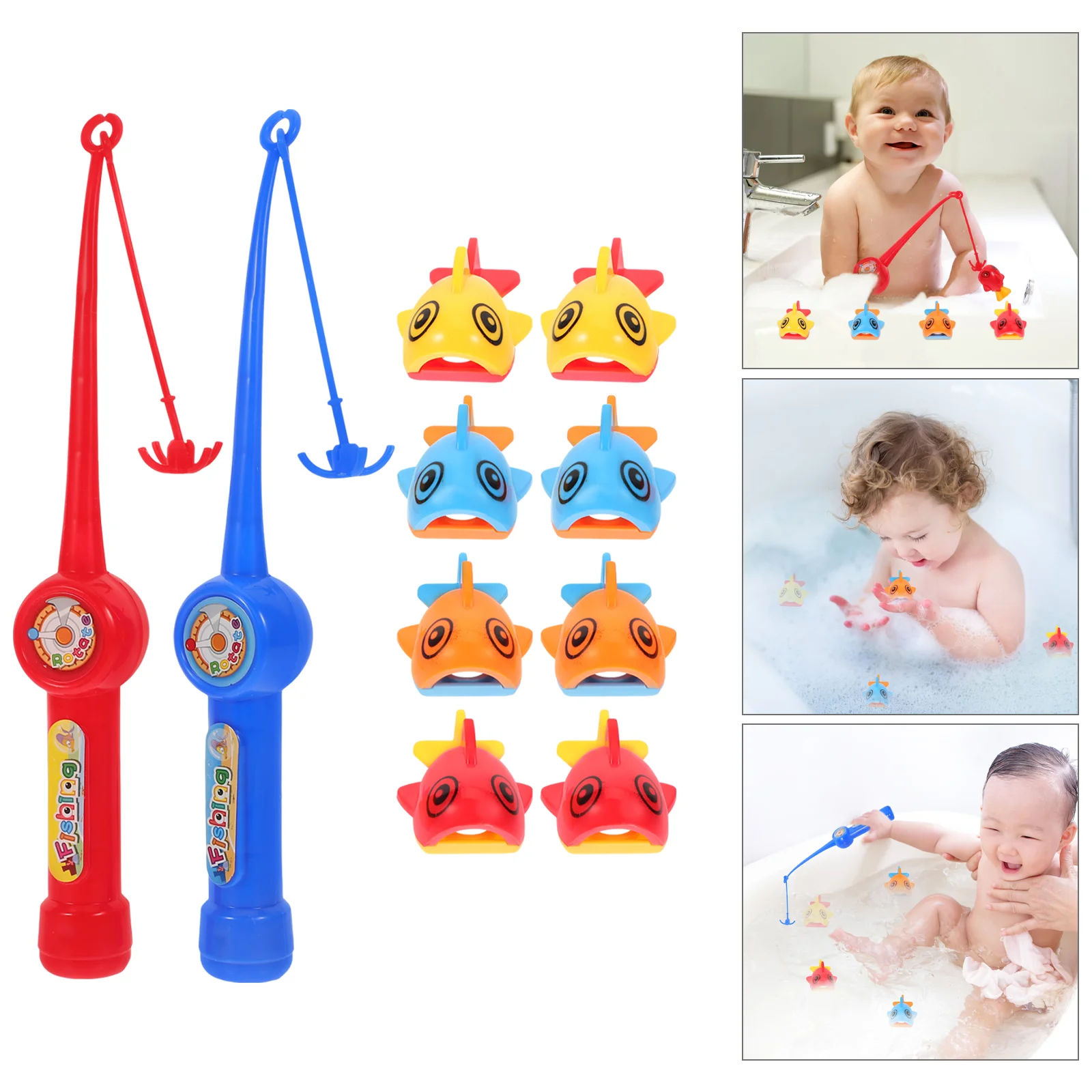 Baby Bath Time Fun Floating Fish Mini Fishing Set Bathtub Toys with Fishing Rods