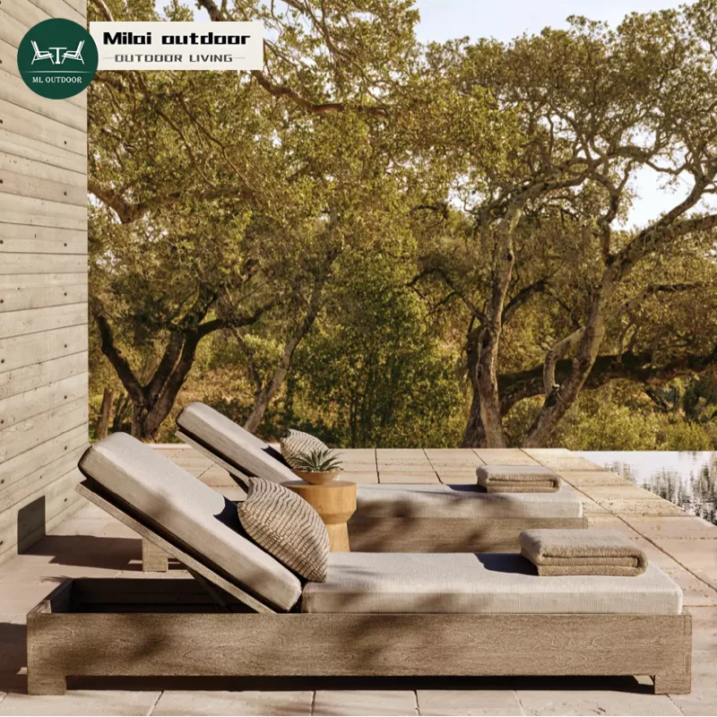 Garden Furniture Beach Chairs Sun Lounger Luxury Teak Garden Sunbed Pool Garden Swimming Pool Bed Daybed Outdoor Furniture Set