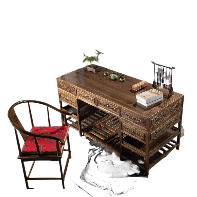 Solid wood big class desk Boss office Simple writing desk Medical beauty  Chinese medicine library consultation table