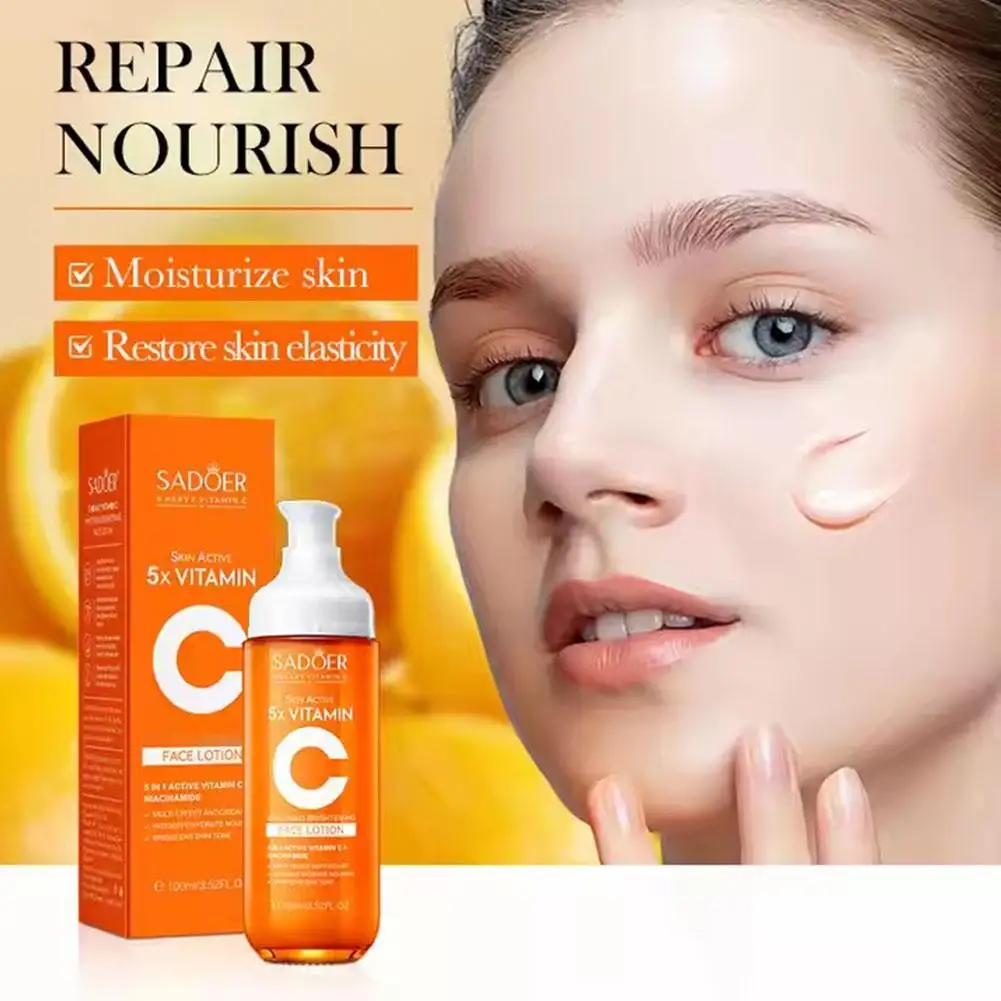 5xVitamin C brightning Facial Serum,lotion,eye Cream,Facial Cleanser Whitening Moisturizing Repair Dull Serum Face Skin Care
