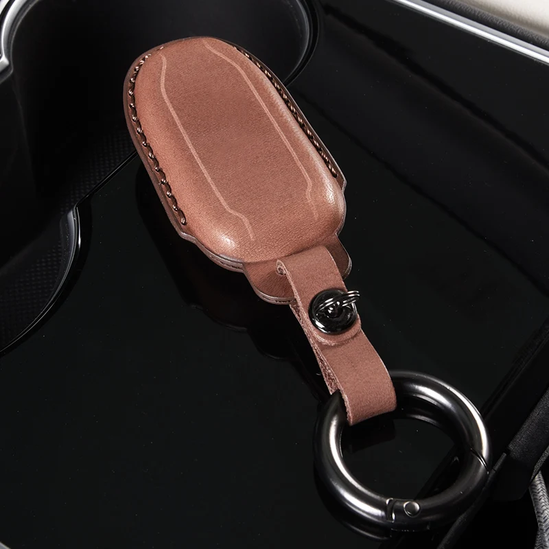 

Key Holder For Car Keys Accessories Leather Keychain Protective Cover Car Key Case Organizer For Tesla Model 3 Model S Model X