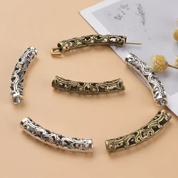 10pcs Filigree Long Curved Noodle Metal Tube  Loose Spacer Beads Caps Charms Steampunk Components for Bracelets Jewelry Making