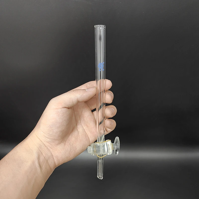 Sandless plate flash column,O.D.13mm,E.L.200mm/250mm/300mm,With ordinary mouth,Chromatographic analysis column,Glass valve