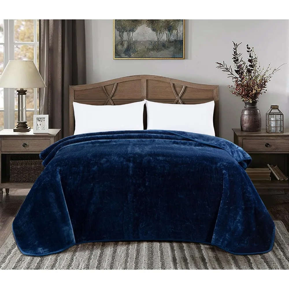 

Collection Heavy Single Ply 9 Lbs Korean Style Faux Mink Blanket, 750GSM Thick Silky Soft Plush Raschel Mink Blanket, 85