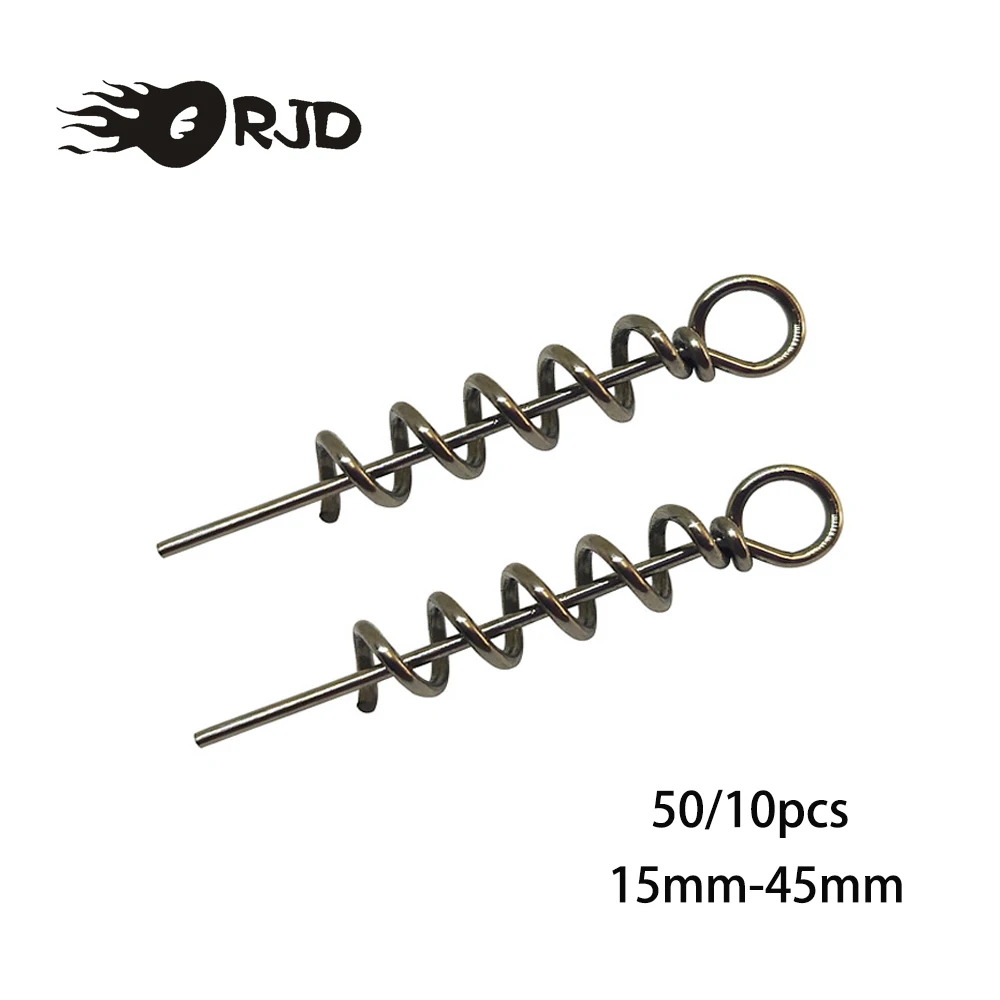 

ORJD 50/100pcs 15mm-45mm Spring Lock Stainless Steel Swivels Snap Pin Crank Hook Soft Bait Fishing Connector Fishing Track Tools