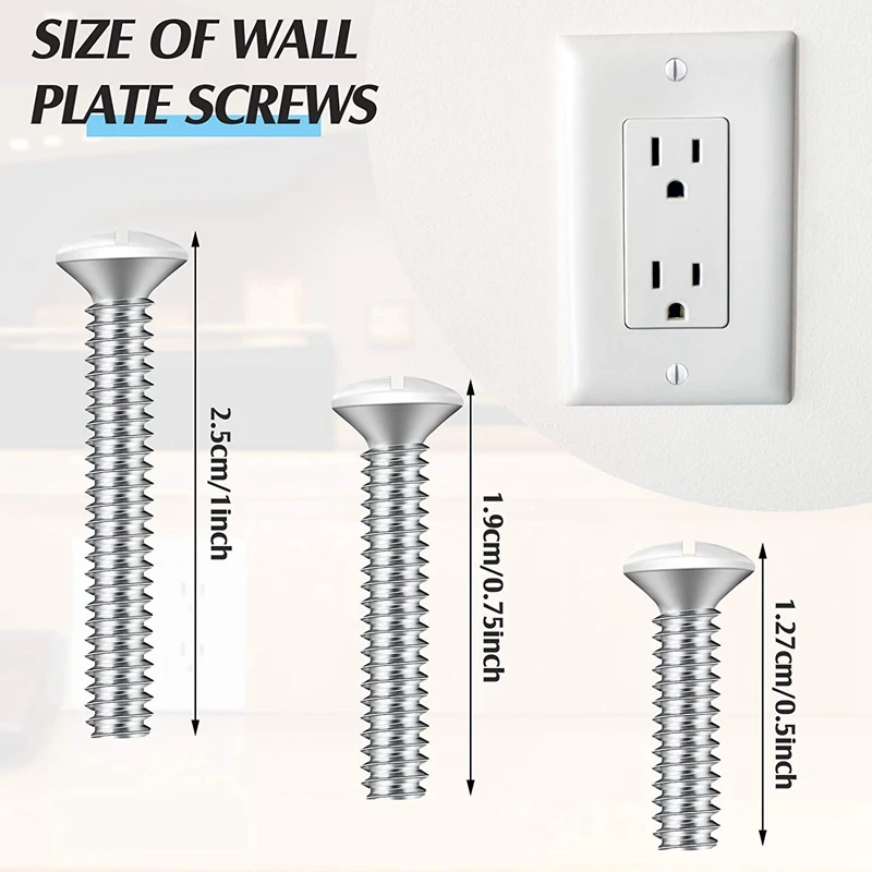 225 Pcs Wall Plate Screws Replacement Outlet Screws White Screws Long Electrical Outlet Screws For Receptacle Cover