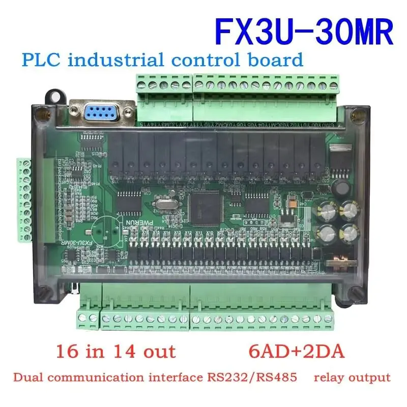 plc-industrial-control-board-simple-programmable-controller-fx3u-30mr-supports-rs232-rs485-communication