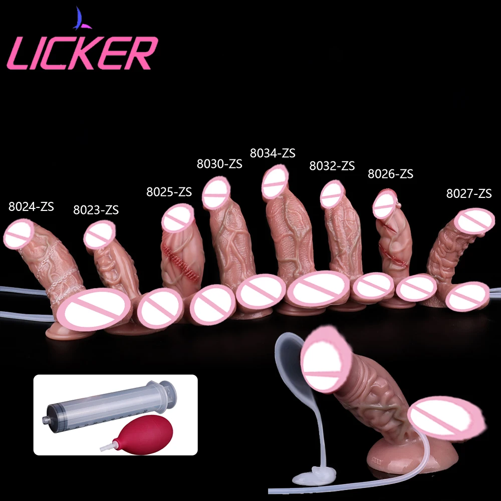 LICKER Squirting Realistic Penis Ejaculation Dildo Spray Water Dildos Vaginal Massage Female Masturbation Anal Sex Toy For Women