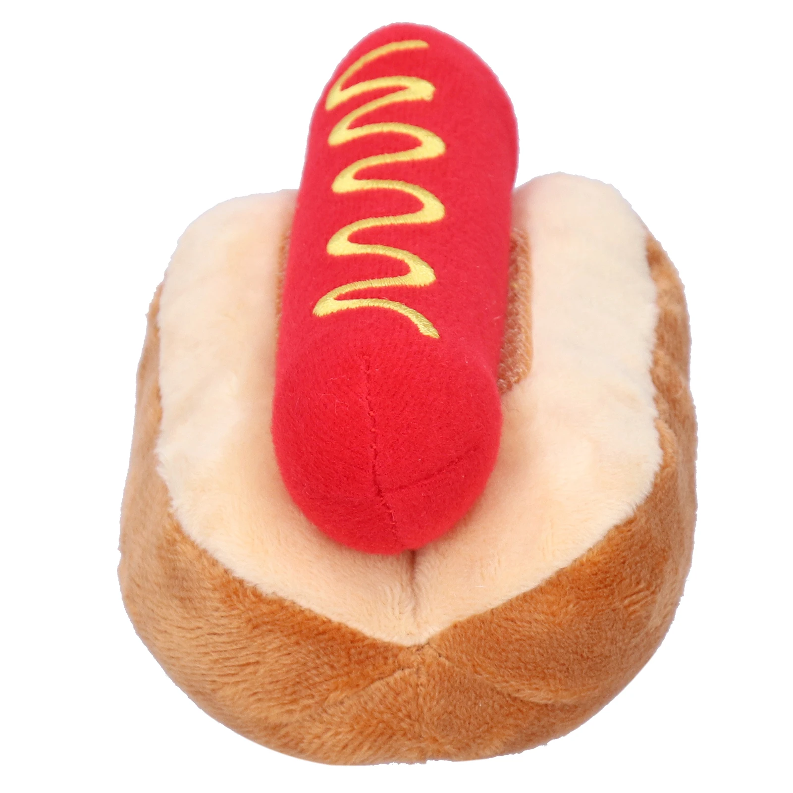 Interactive Squeaky Plush Dog Toy - 핫도그 모양 탈부착 가능한 삑삑이 소리