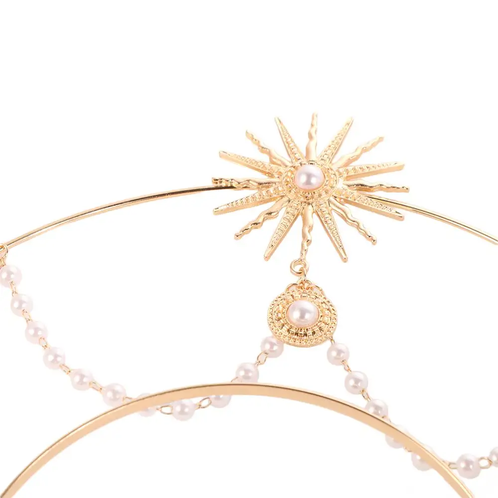 

Sun God Glory Headband Star Pearl COSPLAY Hair Hoop Gold Fashion Show Hair Accessories Tiara Headdress Hair Accessories