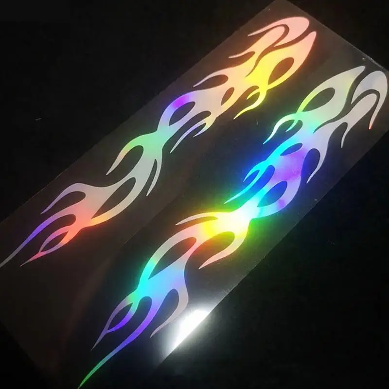 

Bike Flame Stickers Self-Adhesive Car Fantasy Cool Fire Strip Outdoor Safety Flame Motorcycle Reflective Stickers