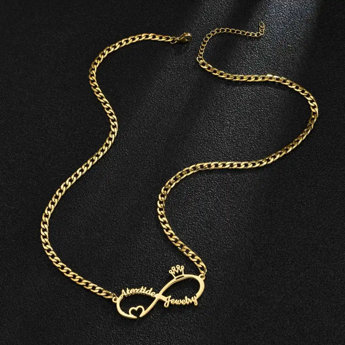 Collier en acier inoxydable avec nom personnalisé pour femme, lettre, symbole extron, coeur, couronne, cadeau d'anniversaire, bijoux personnalisés