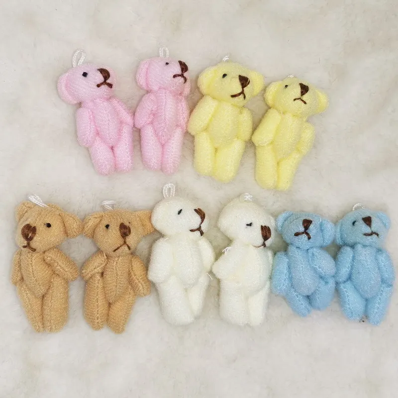 20pcs Kawaii Small Bears Plush Toys 4cm Mini Teddy Bear Stuffed Plush Dolls For Girl Keychain Joint Movable Bear Children Gift