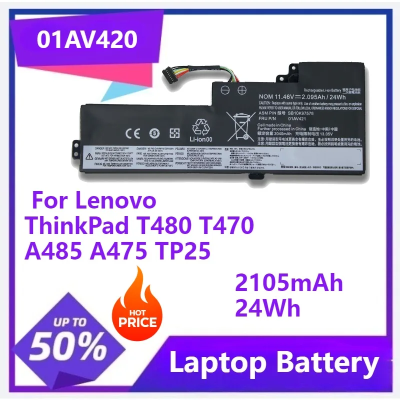 

01AV420 Laptop battery For Lenovo ThinkPad T480 T470 A485 A475 TP25 01AV421 01AV419 01AV489 SB10K97578 SB10K97576 SB10K97577