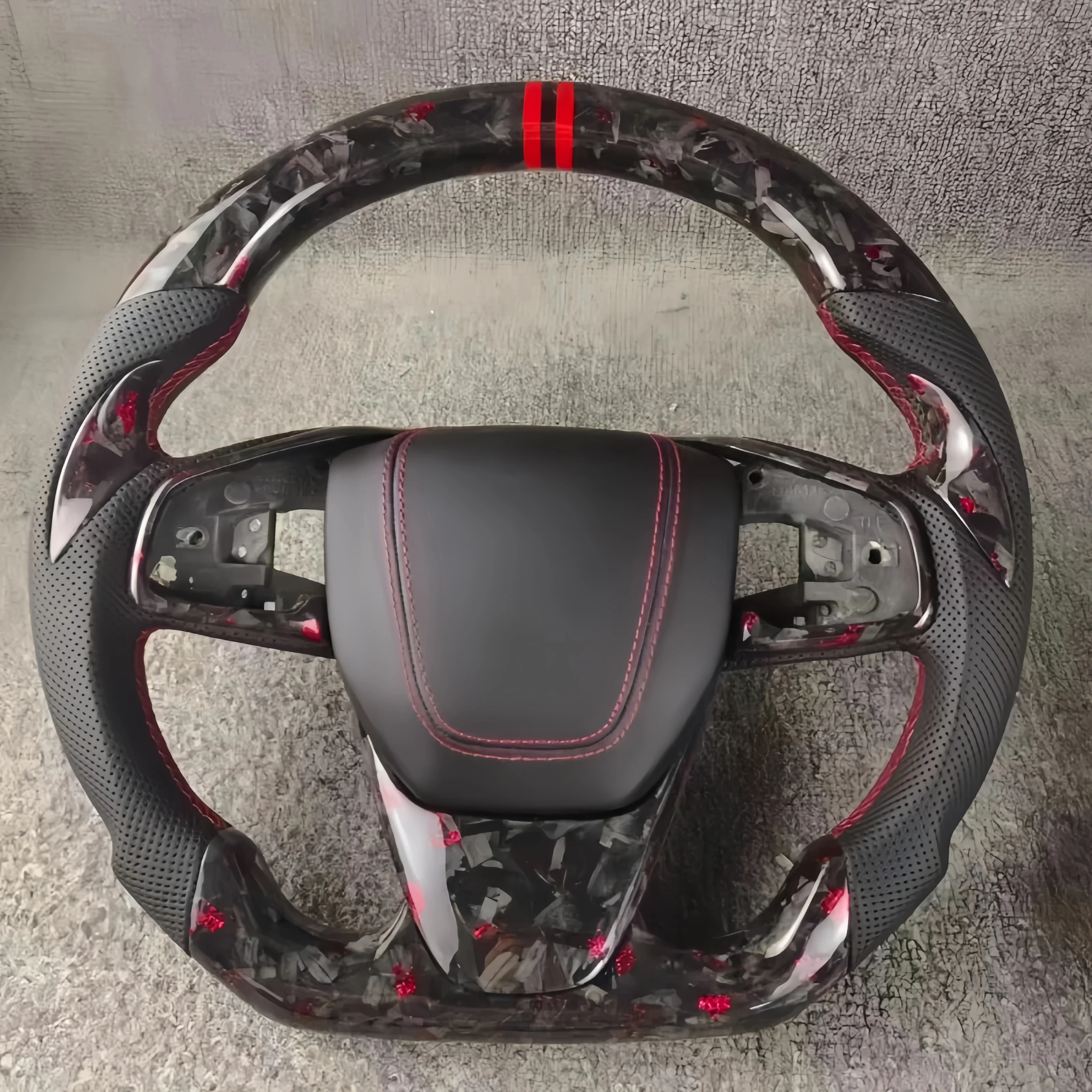 For Honda 2008 2009 2010 2011 2012 8th Generation Steering Wheel Custom Perforated Forged Carbon Fiber Steering Wheel