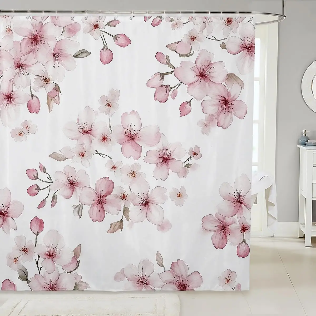 

Занавеска для ванной комнаты Сакура, занавеска для душа в японском стиле, водонепроницаемые занавески для ванной с масляным рисунком вишни, садовая ванная комната с дикой природой