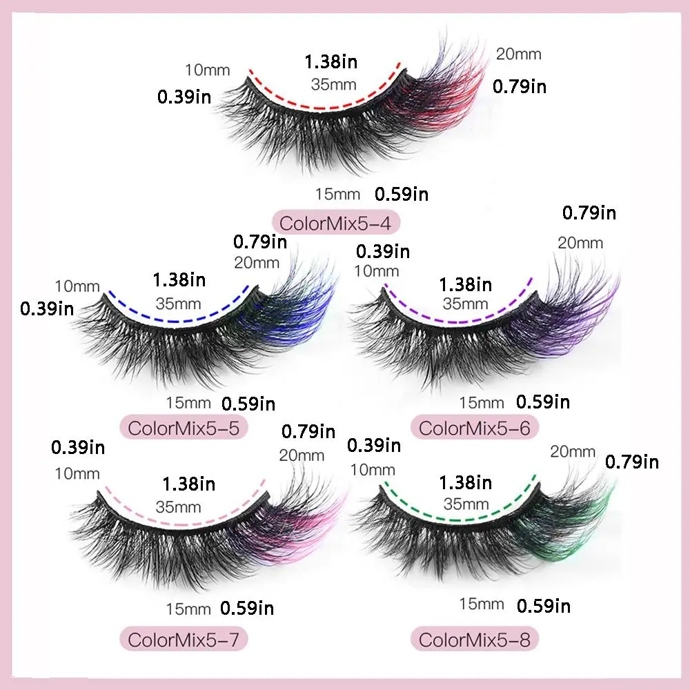 High Quality Colorful False Eyelashes Full Strip Mink Cat Eye Colored Eyelashes Fluffy Wispy Glam Curl Mix Fake Lashes Halloween