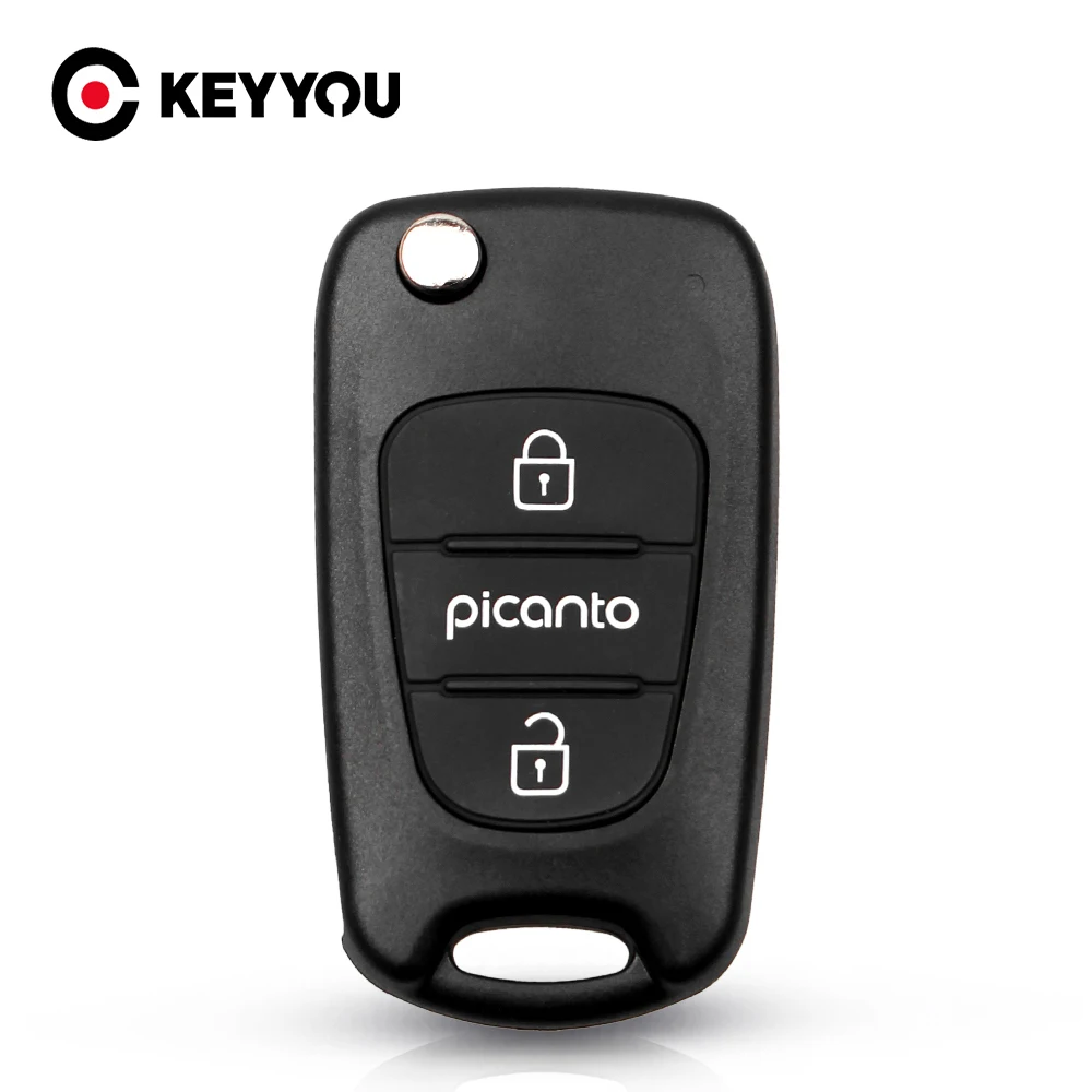 KEYYOU Flip REMOTE Key SHELL FOB สำหรับ Hyundai สำหรับ Kia K2 K5 Picanto รถ 3 ปุ่มพับคีย์เปล่ากรณีเปลี่ยน