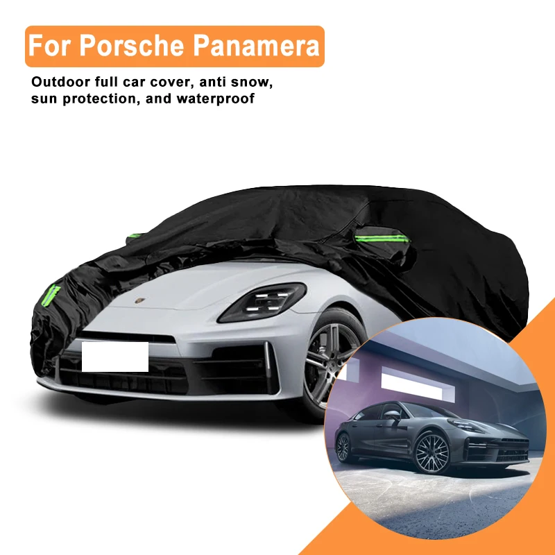 Full Car Cover For Porsche Panamera All Weather Outdoor Snow Sun UV Dustproof with Reflective Strips Wind Straps