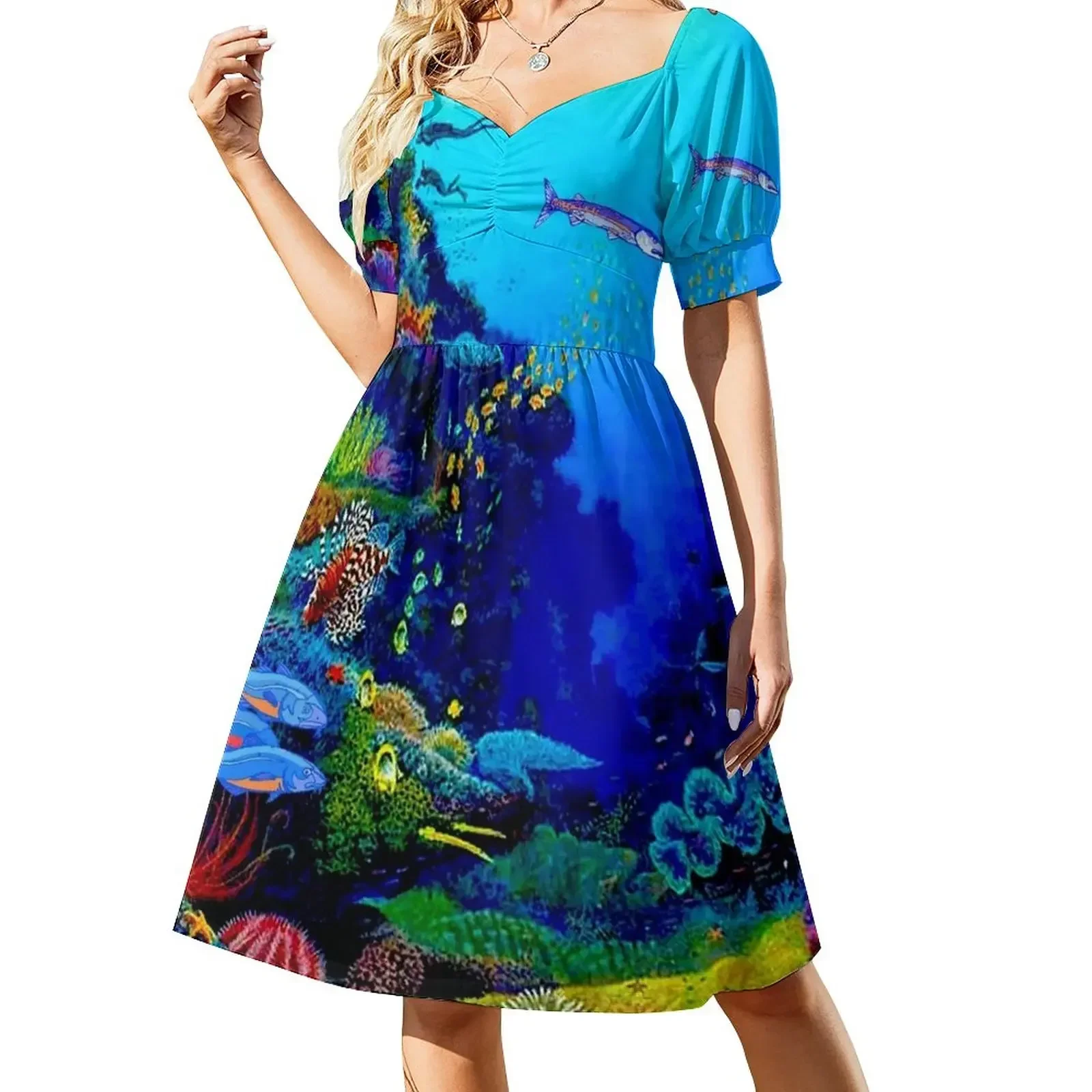 

QUEENSLAND AUSTRALIA Great Barrier Reef Travel Print Sleeveless Dress Woman's evening dress Clothing Dress