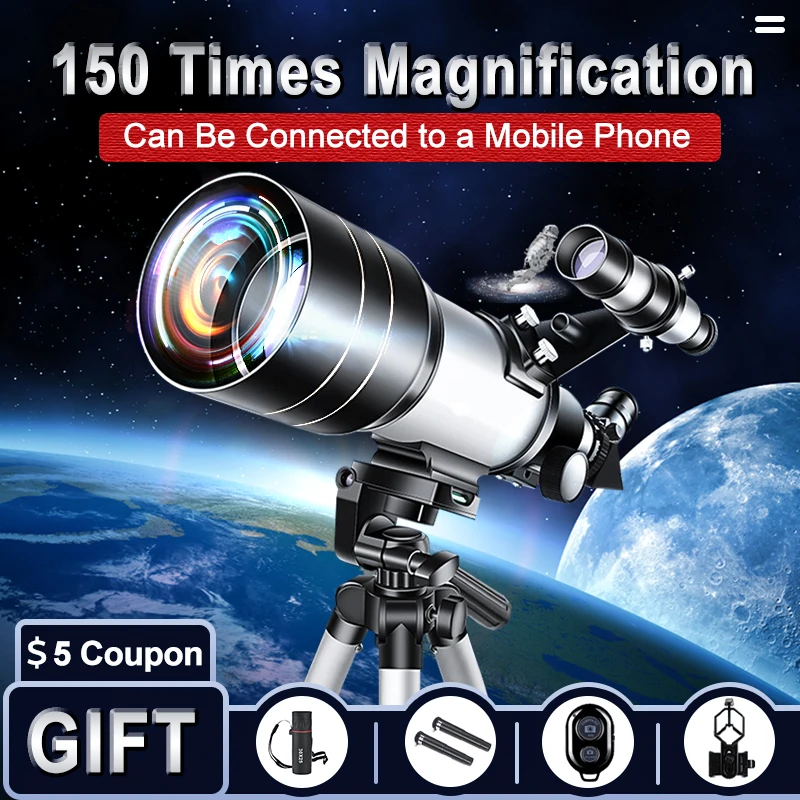 

150 Time Professional Astronomical Telescope for Moon Space Monocular Binoculars Night Vision Star Camping with Tripod for Kids