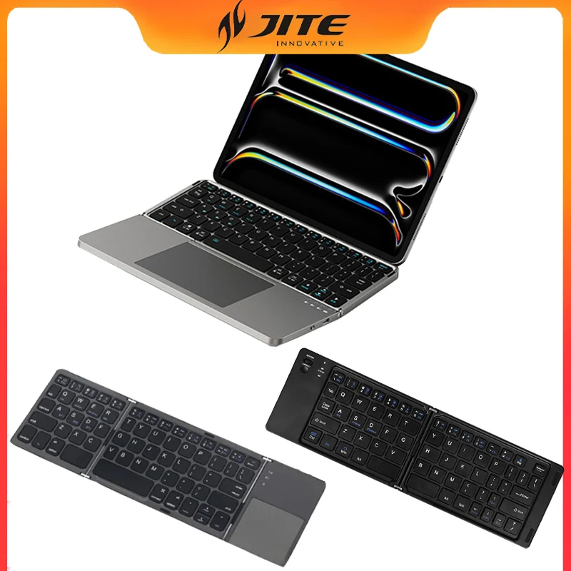JITE New Mini Foldable Wireless Keyboard Bluetooth Keyboard Rechargeable Folding for IOS Windows Android