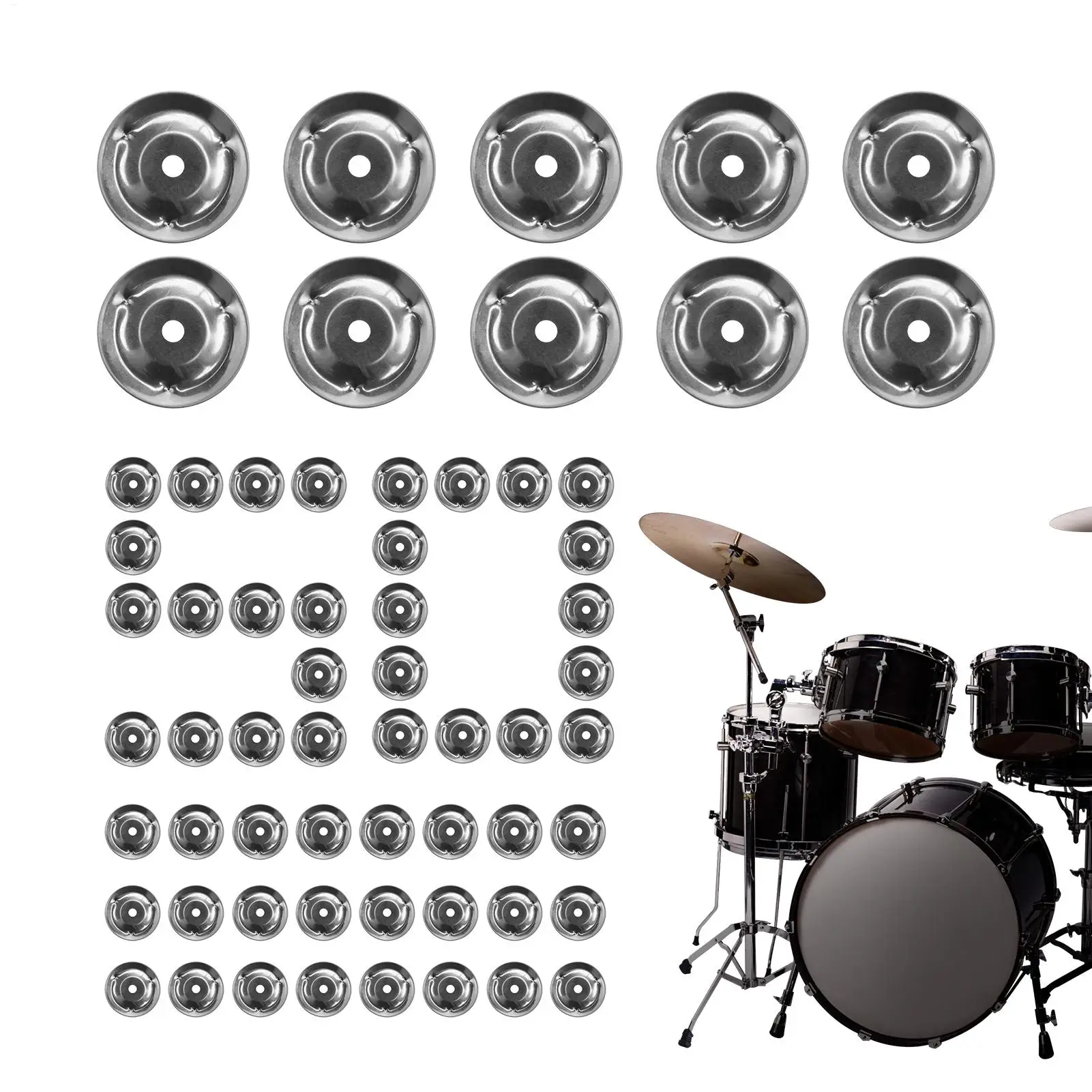 50Pcs Double Ching Ring Tambourine Bell Rings Cymbals Accessories Stainless Steel Cymbals Tambourine Ring Jingle Effect Drum