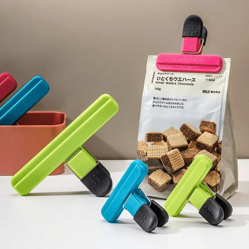 4 Stück Chipclips, Große Beutelclips für Lebensmittelaufbewahrung, Snack-Clips, Robuste Plastik-Verschlussclips für Zuhause und Büro