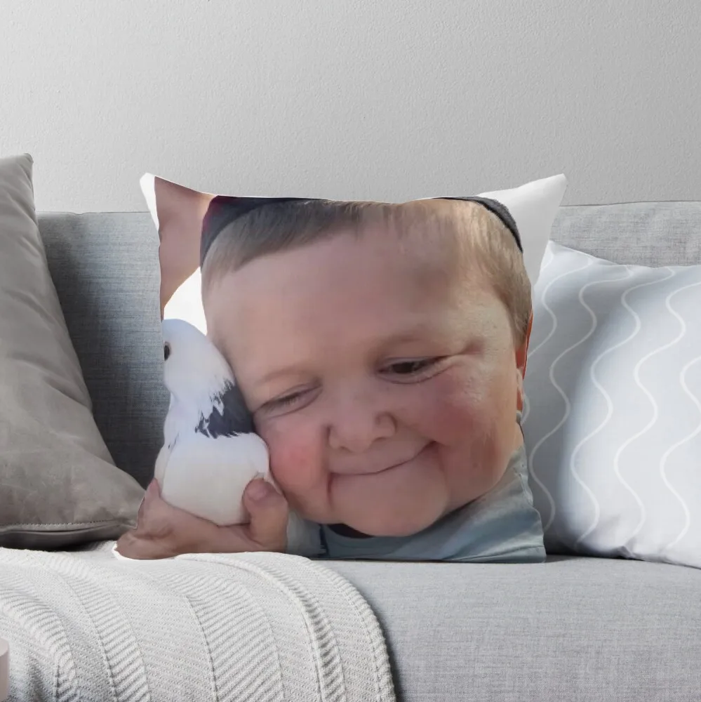 

Hasbulla cute with bird Throw Pillow Pillows Aesthetic