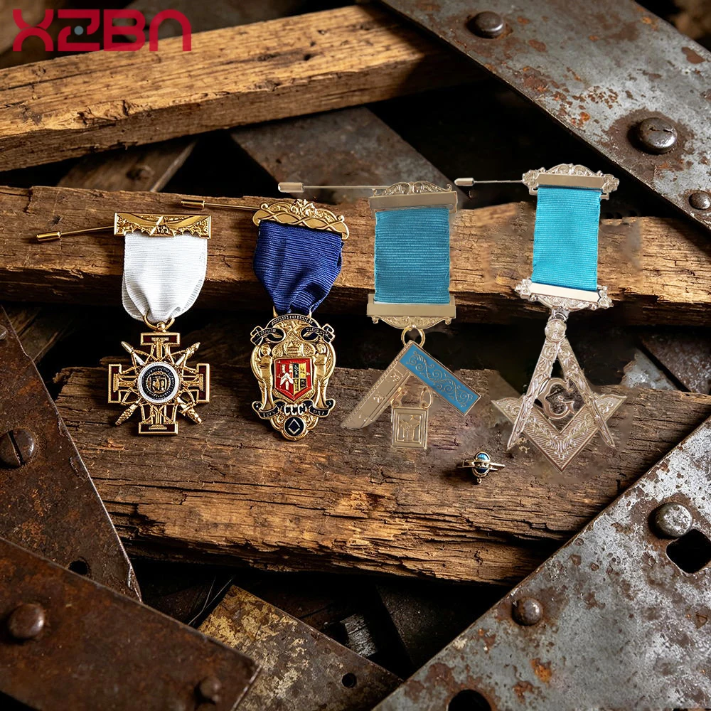 Masonic Breast Medal With Ribbon Knights Templar Cross Royal Arch Past Master Square Compass Freemason Regalia Ceremony Gift