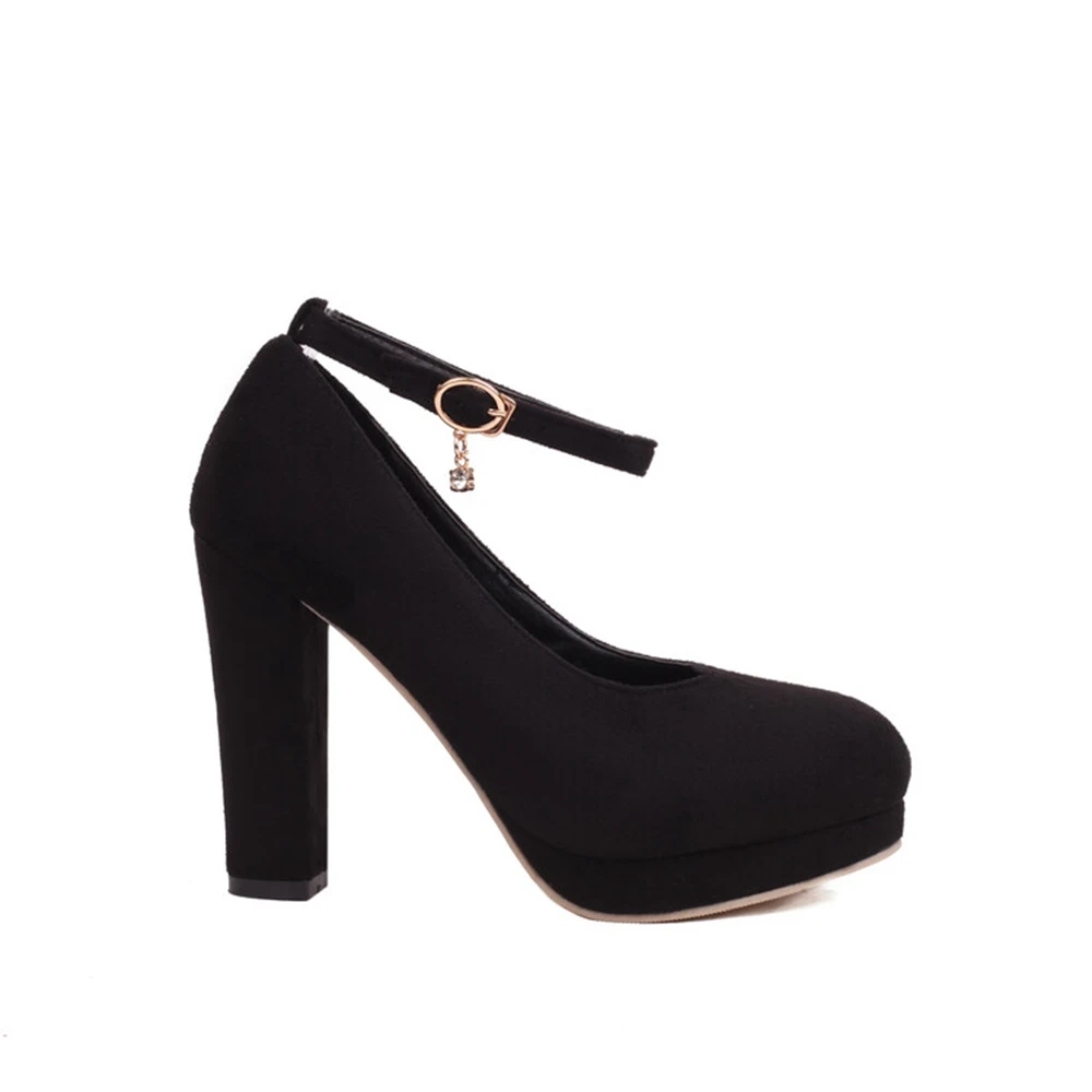 New High Heels Waterproof Platform Fashion Women Shoes Simple Versatile Professional Buckle Shallow Mouth Classic Round Toe 6001 image 3