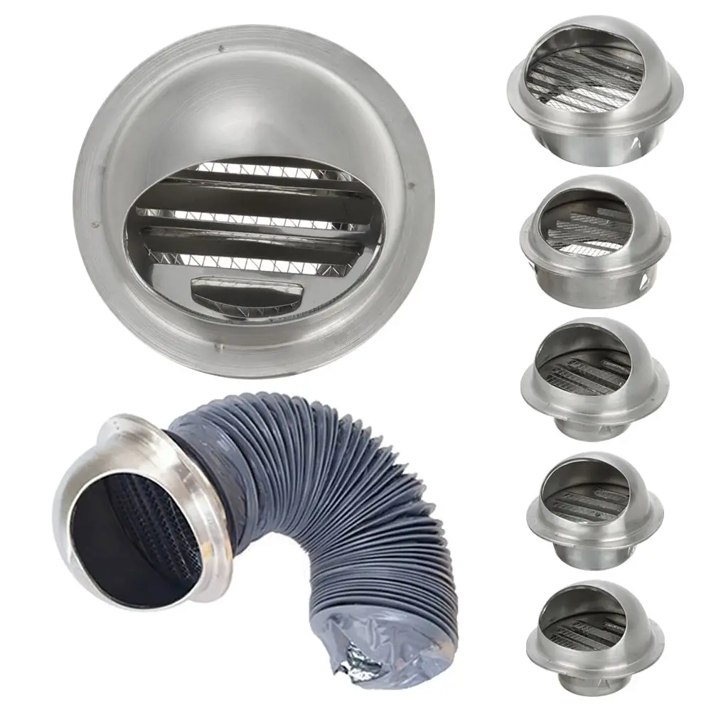1Pc Stainless Steel Exterior Wall Air Vent Durable Vents Waterproof Cap Ducting Ventilation Grilles Vent Outlet Cover