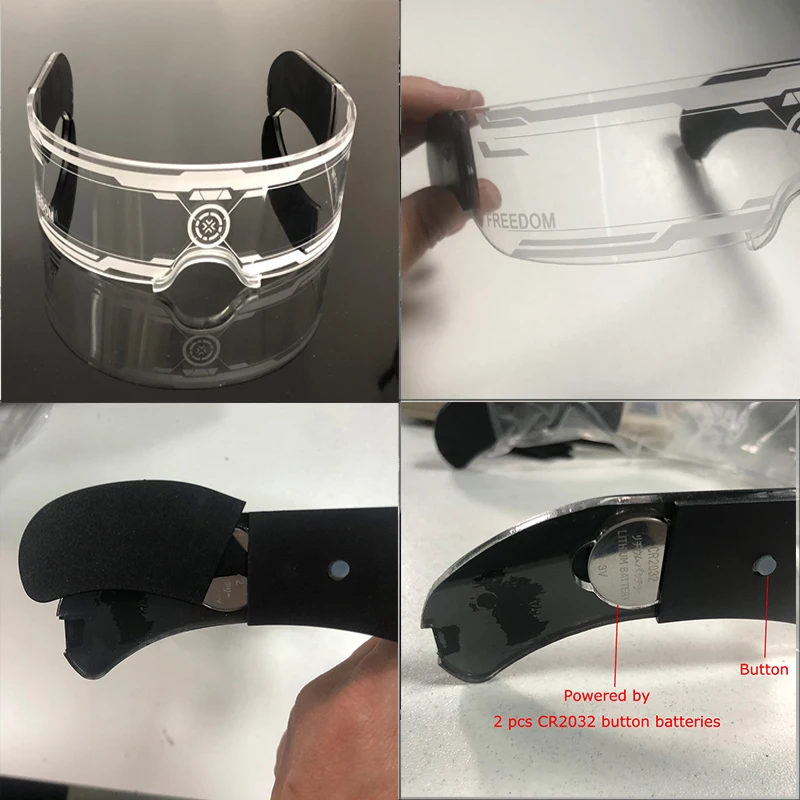 Coole leuchtende LED-Brille, blinkende Partybrille, futuristische transparente LED-Brille für Nachtclub, DJ, Tanzparty-Dekoration – Detail 27