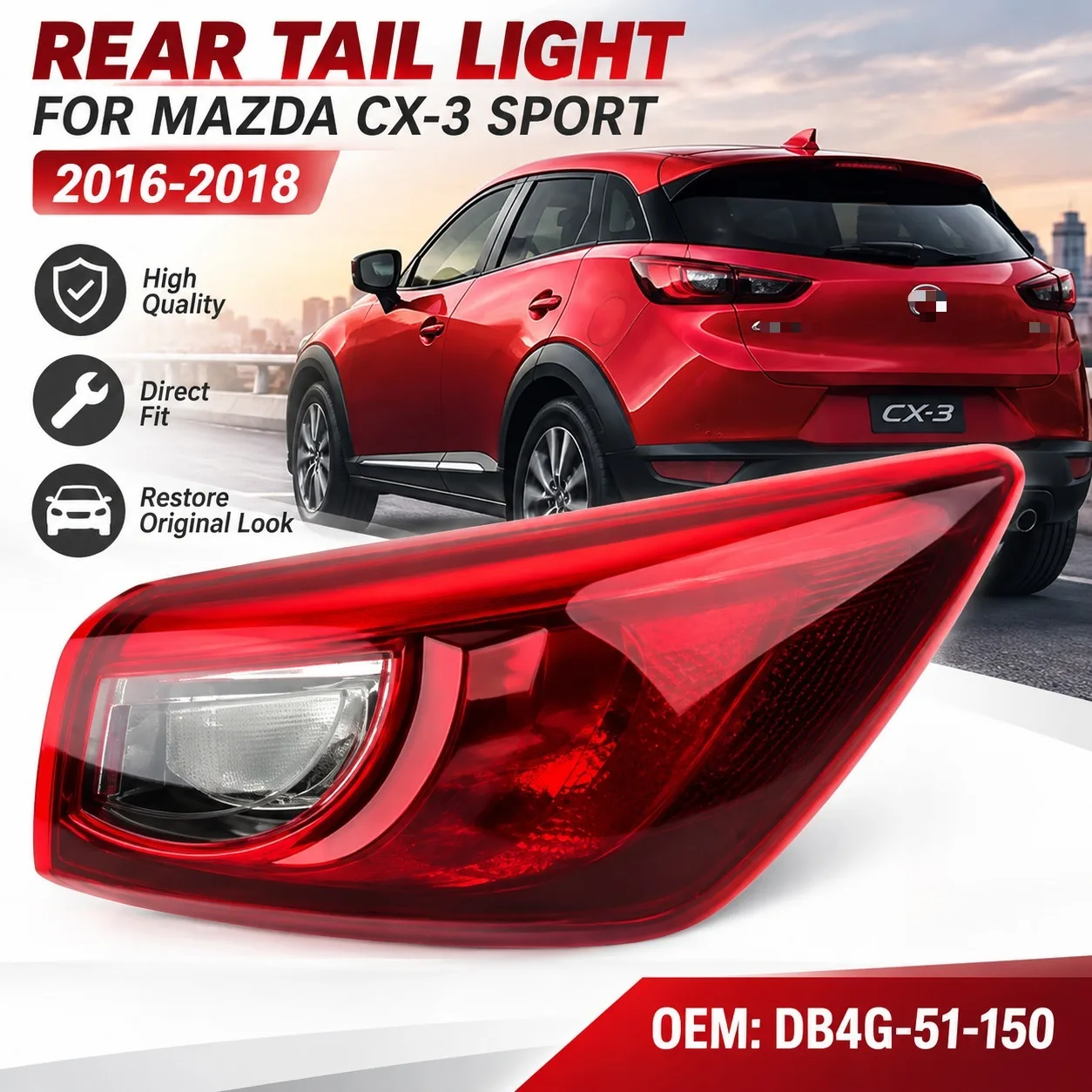DB4G-51-150 Left/Right Side Tail Lamp FOR Mazda Cx3 SPORT 2016 2017 2018 Rear Tail Light Brake Lamp With