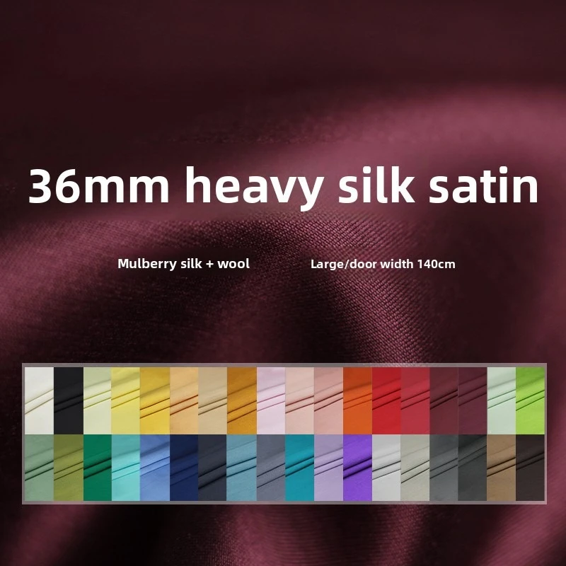 

36mm Solid Color Overweight Wool Silk Satin Fabric for Non Elastic Stiff DIY Sewing Coat Suit Clothing Fashion Cloth Material